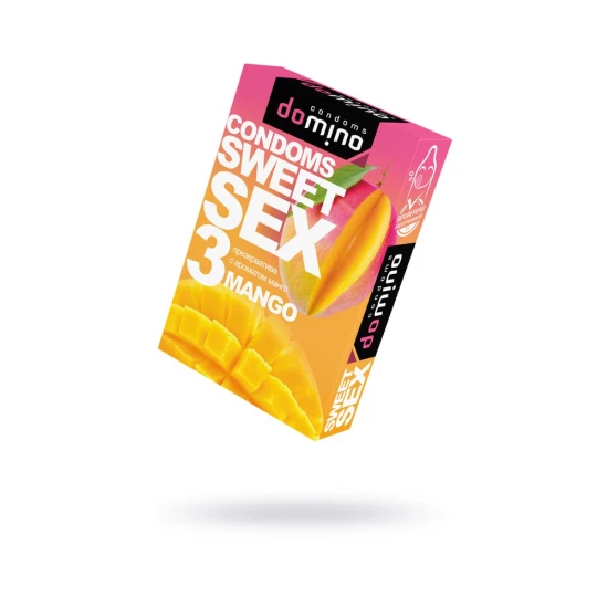 Презервативы Domino, sweet sex, латекс, манго, 18 см, 5,2 см, 3 шт.