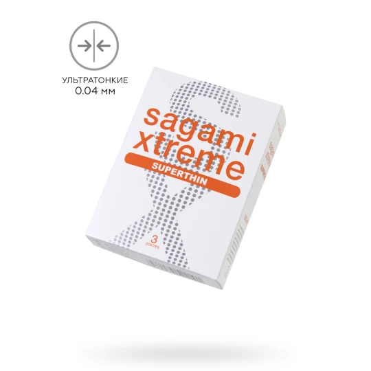 Презервативы Sagami, xtreme, 0.04, латекс, 19 см, 5,4 см, 3 шт.