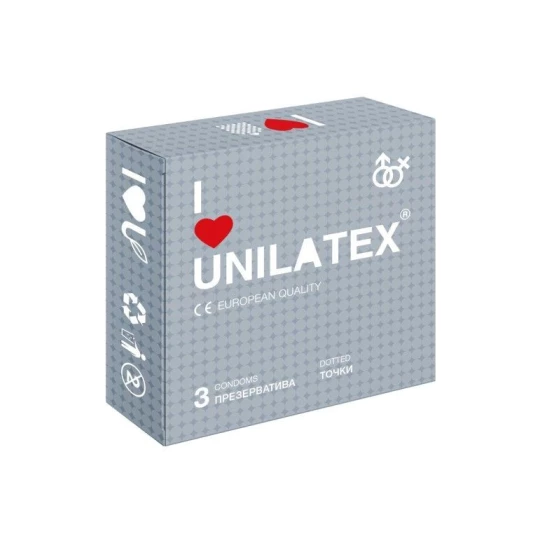 Презервативы unilatex "dotted" с точечной поверхностью, 3 шт.