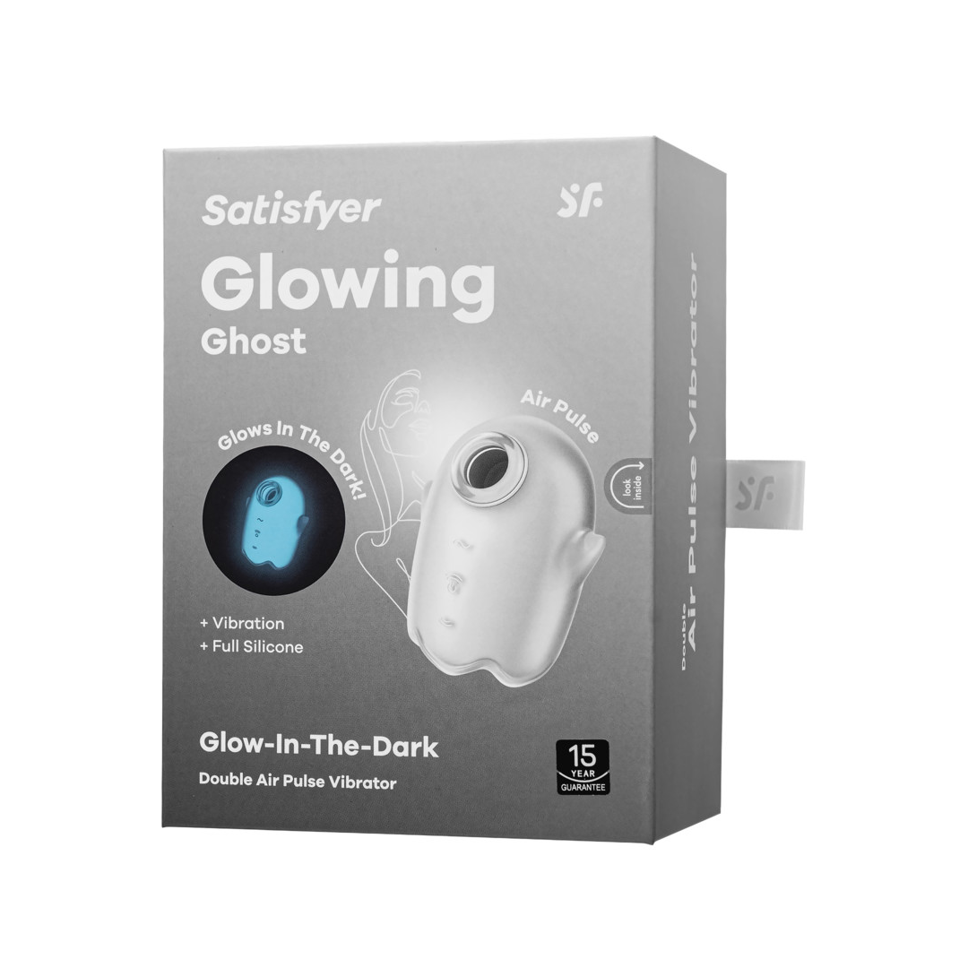 Вакуум-волновой бесконтактный стимулятор клитора Satisfyer Glowing Ghost, силикон, белый, 8,4 см