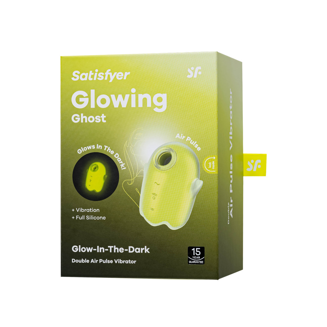 Вакуум-волновой бесконтактный стимулятор клитора Satisfyer Glowing Ghost, силикон, желтый, 8,4 см