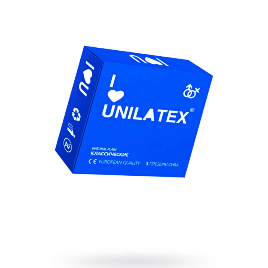 Презервативы Unilatex, natural plain, гладкие, классические, 19 см, 5,4 см, 3 шт.