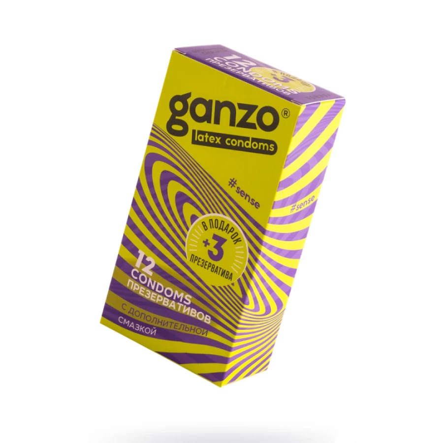 Презервативы Ganzo, sense, ультратонкие, латекс, 18 см, 5,2 см, 15 шт.